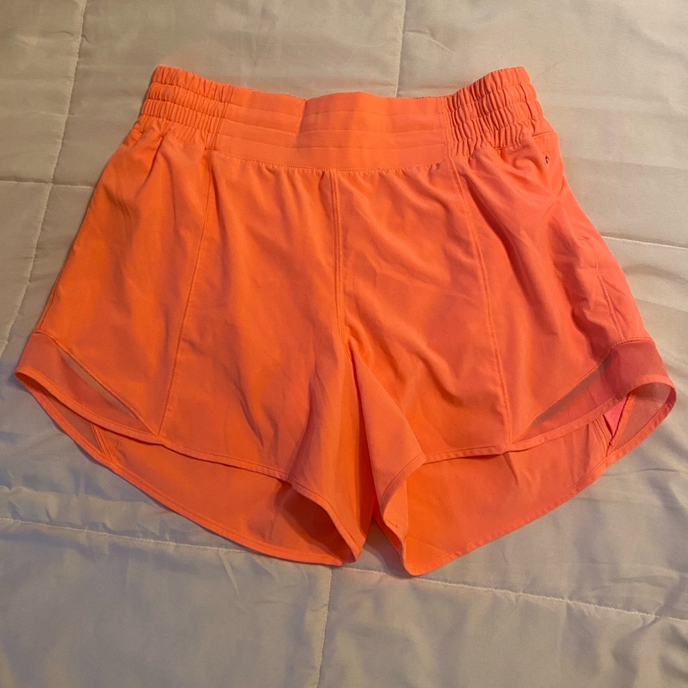 Lululemon hotty hot high rise 4” shorts. Color Sunset. Size 8.